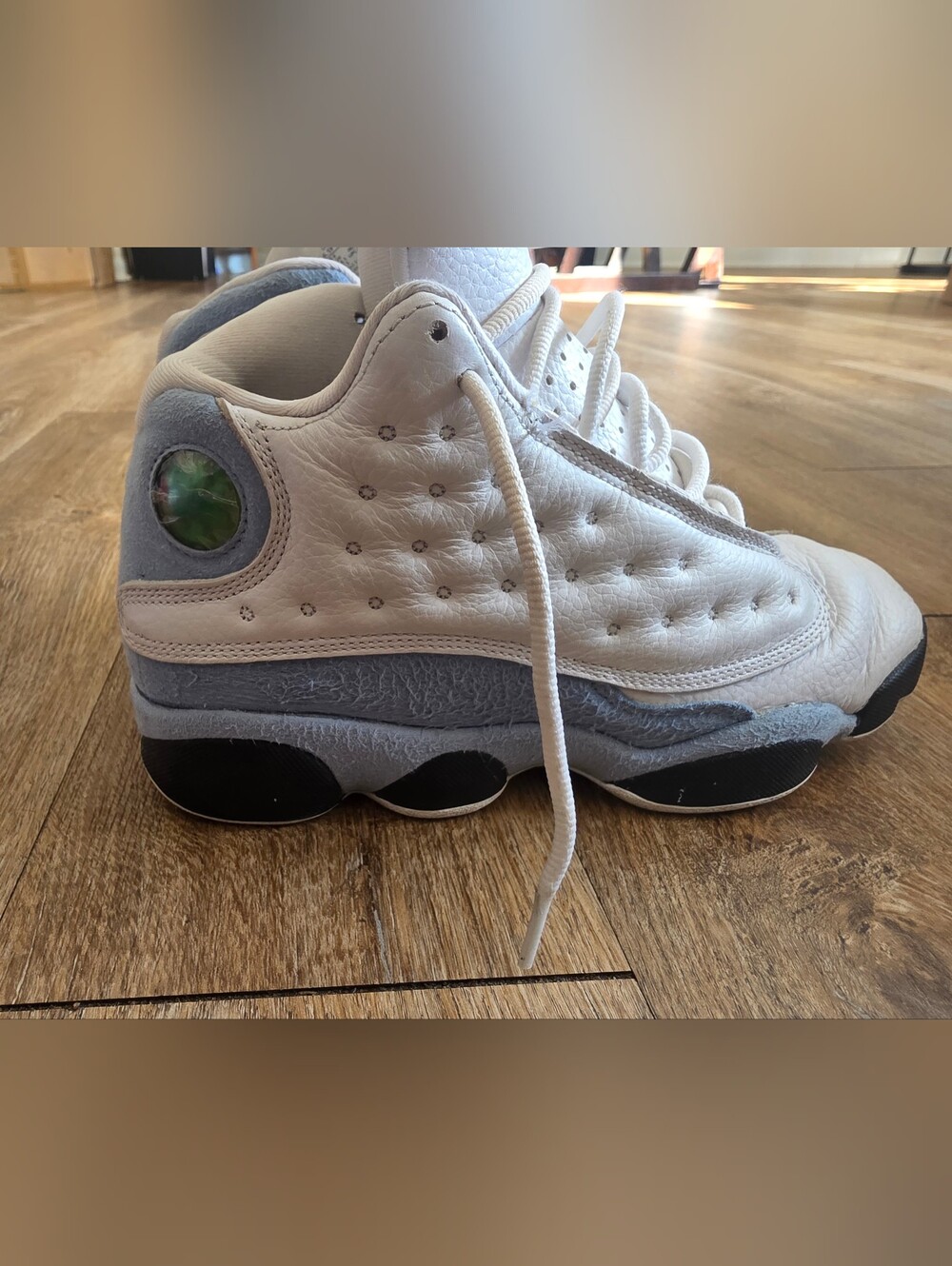Used Youth Jordans 6.5Y White and Light Blue Sneakers No Box & In Good Condition